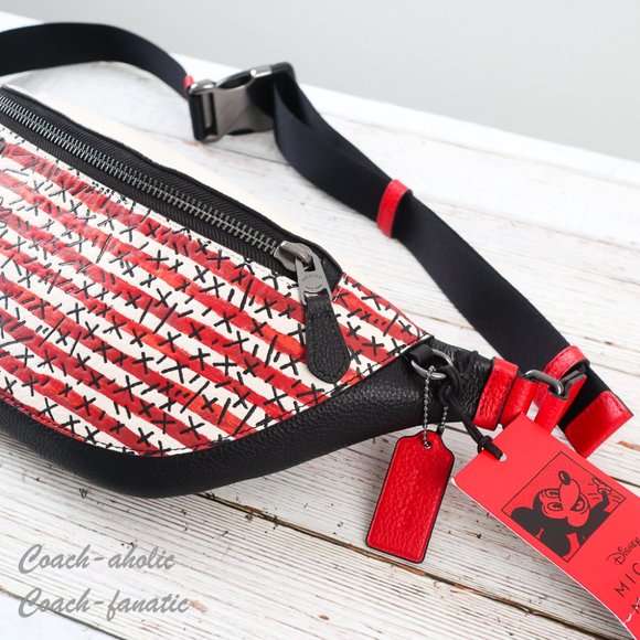 NWT Coach C6870 Disney Mickey Mouse X Keith Haring Stripe Warren Belt Bag - Picture 5 of 10